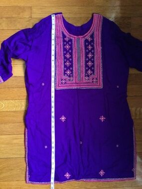 Purple Embroidered Tunic with Pink Accents
